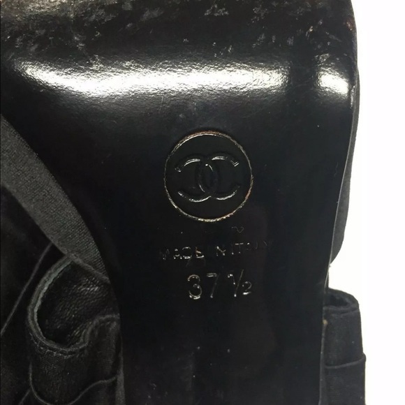 Chanel Black Ankle Strap Wrap Heels - Picture 5 of 8